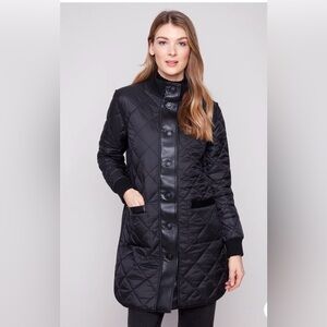 Charlie B Reversible Long Quilted Puffer Jacket